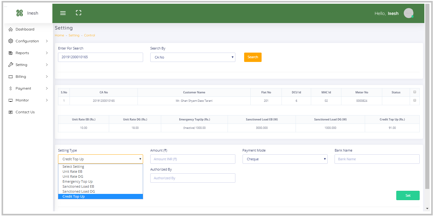 Smart Energy Meter head-end-system-Setting-Config Prepaid / Postpaid